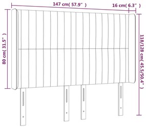 fekete szövet LED-es fejtámla 147x16x118/128 cm