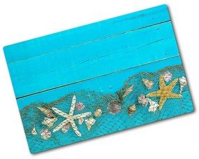 Edzett üveg vágódeszka Starfish és kagylók pl-ko-80x52-f-109003308
