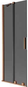 Mexen Velar, 2 szárnyas eltolható kádparaván 75 x 150 cm, 8mm szürke üveg, rézmatt, 896-075-000-41-65