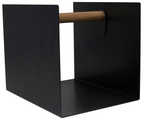 Fekete-antracitszürke dekoratív fém-öko bőr tárolódoboz 32x38x31 cm Hippo – LIND DNA