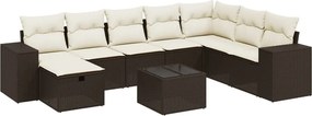 vidaXL 9 részes barna polyrattan kerti ülőgarnitúra párnákkal