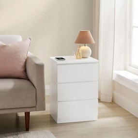 ZION éjjeliszekrény töltő funkcióval, 35x40x59 cm, fehér Vasagle
