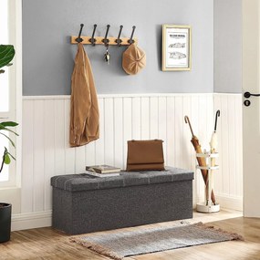 Puff, tároló pad összecsukható ülés ottomán 110x38x38 cm, sötétszürke