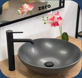 CeraStyle ZERO - PULTRA ültethető - Top Counter - porcelán mosdó- O - MATT FEKETE - Ø 46 cm