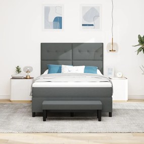 Boxspring ágy matraccal és padkészlet sötétszürke 140x200 cm textília