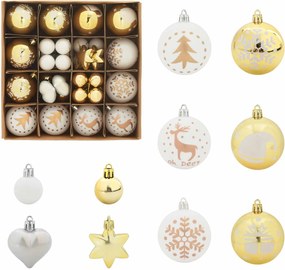 vidaXL Karácsonyi Díszgömb Készlet 40 pcs Fehér és arany Műanyag