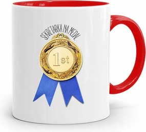 Piros Bögre Ajándék Titkárnőnek Érem #1 fényképes nyomattal