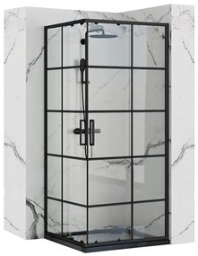 Rea Concept, zuhanykabin 90x90x190 cm, fekete profil + fekete Savoy zuhanytálca, KPL-K1002