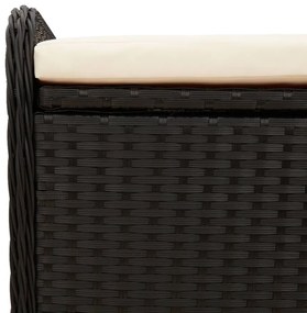 fekete polyrattan tárolópad párnával 80 x 51 x 52 cm
