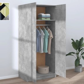betonszürke szerelt fa ruhásszekrény 80 x 52 x 180 cm