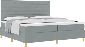 vidaXL Boxrugós ágy matracmal Világosszürke 200 x 200 cm szövet