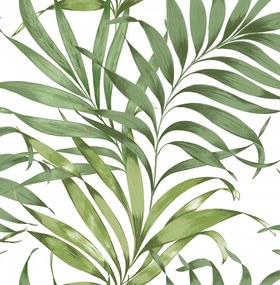 Fehér Tapéta Flizelin Zöld Trópusi Levelek