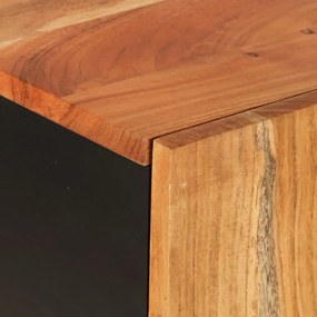 tömör akácfa és vas magasszekrény fiókkal 60x33x100 cm