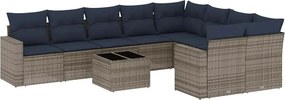 vidaXL 10 részes szürke polyrattan kerti ülőgarnitúra párnával