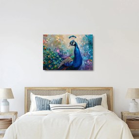 Üveg kép - Festmény egy páva (70x50 cm)