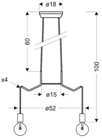 Csillár zsinóron BASSO 4xE27/40W/230V fekete