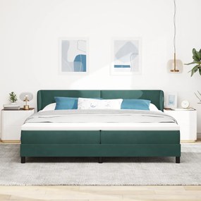 Boxspring Ágy Matrac Középsötét Zöld 200x200 cm Bársony