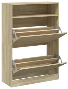 sonoma tölgy cipőszekrény 2 kihajtható fiókkal 80 x 34 x 116 cm