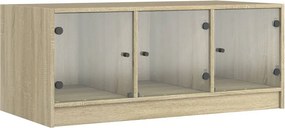 vidaXL sonoma tölgy színű dohányzóasztal üvegajtókkal 102 x 50 x 42 cm