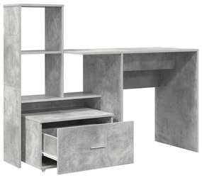 Asztal fiókkal Beton szürke 131.5 x 50 x 106.5 cm Faanyag
