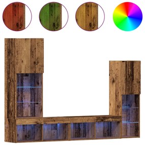 TV szekrény LED lámpákkal Megkopott fa 40.5x30x102 cm