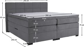 Boxspring ágy, 200x200, szürke, APRIL