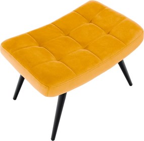 Fotel lábtartóval, sárga Velvet szövet/fekete, HABEN