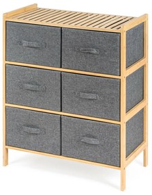 G21 Bambusz polc kosarakkal, 3 polc, szürke, 3 emelet