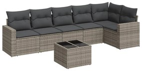 7 részes szürke polyrattan kerti ülőgarnitúra párnákkal