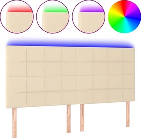 vidaXL krémszínű szövet LED-es fejtámla szárnyakkal 160x5x118/128 cm