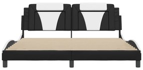 fekete és fehér ágykeret Viana LED-ekkel matrac nélkül 180 x 200 cm