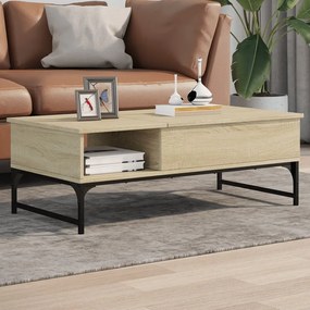 Sonoma tölgy szerelt fa és fém dohányzóasztal 100 x 50 x 35 cm