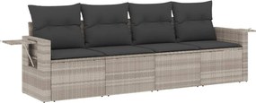 vidaXL 4 részes világosszürke polyrattan kerti ülőgarnitúra párnákkal
