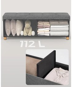 SONGMICS tárolós ülőke, összecsukható pad lábakkal, 38 × 110 × 40 cm, szürke színben