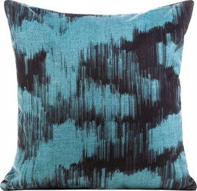 Türkiz fekete bársony díszpárnahuzat 45x45 cm