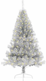 Mesterséges, előre világított karácsonyi fa Ezüst 150 cm PET