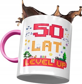 Rózsaszín Bögre Születésnapra 50 50-es 50-es Ajándék Nyomtatott Fotóval