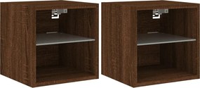 vidaXL 2 db barna tölgyszínű fali TV-szekrény LED-del 30x28,5x30 cm