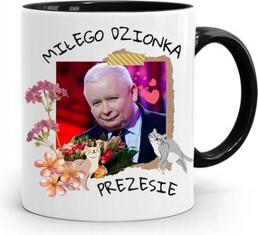 Bögre Fekete Vicces Pis Jaroslaw Kaczynski nyomott mintával