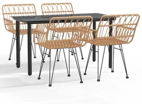 vidaXL 5 részes polyrattan kerti étkezőgarnitúra