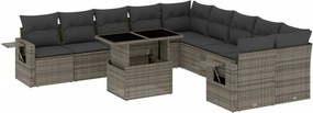 vidaXL 11 részes szürke polyrattan kerti ülőgarnitúra párnákkal