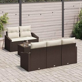 Kerti Kanapé Szett párnával 6 pcs Barna és Krém 55 x 55 x 37 cm