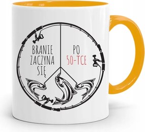 Sárga Horgász Bögre 50-ES Évek Után Kezdődik, fényképes nyomattal