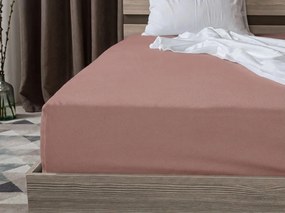 Rózsaszín-barna jersey gumis lepedő 90 x 200 cm