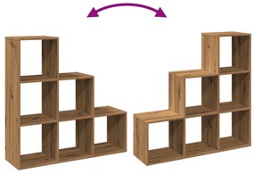 3 szintes kézműves tölgy fa elválasztó könyvespolc 99x29x99 cm