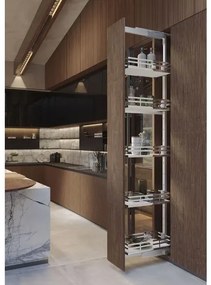 Konyhai fémrács, kamravasalat, 300mm, króm-fehér, teljes kihúzású, csillapított záródás, 1880-2180mm, 6 kosár SIGE, Infinity Plus 260