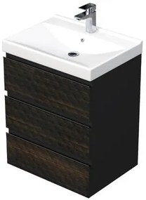 Fürdőszobaszekrény mosdóval SAT Cube Way 60x71x46 cm barna matt CUBE3D46603ZHVER