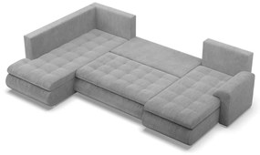 Tokio U sarokkanapé, 3 ágyneműtartóval, kordbársony, baloldali, szürke