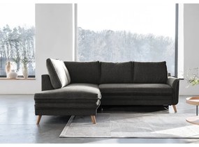 Sötétszürke kinyitható sarokkanapé (bal oldali) Charming Charlie – Miuform