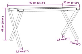 acél dohányzóasztallábak X-alakú vázzal 90 x 30 x 43 cm